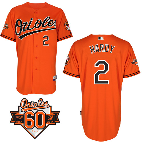 J-J Hardy #2 MLB Jersey-Baltimore Orioles Men's Authentic Alternate Orange Cool Base Baseball Jersey